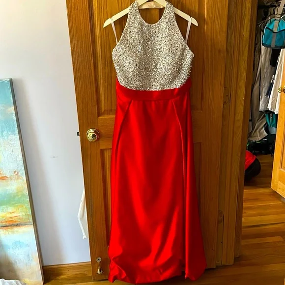 Dresses | Custom Made Red And Sequin Bridesmaid Dress | Poshmark